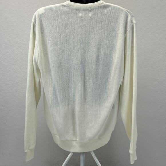 Vintage 70s 80s Kraft Foodservice Cardigan Sweater Food Service White L Large - Picture 3 of 7